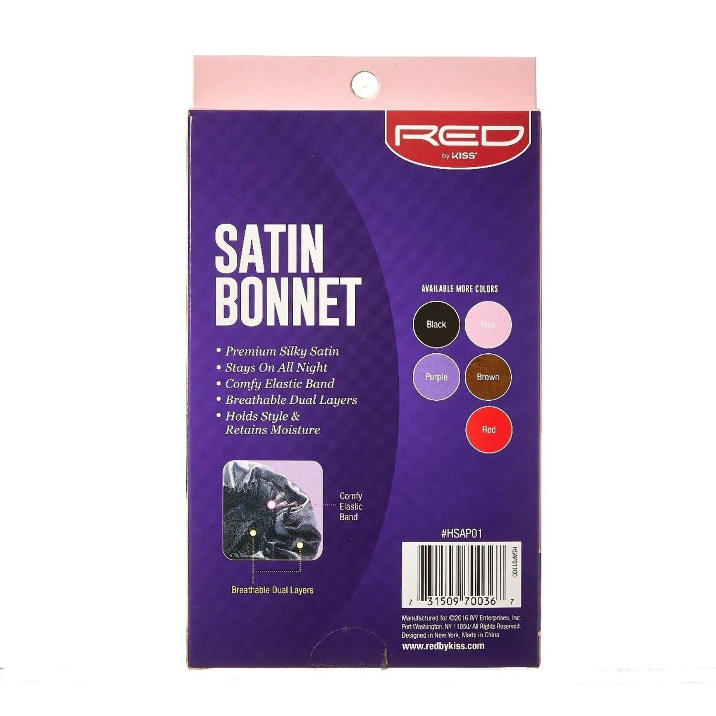 RED BY KISS - Premium Silky Satin Bonnet X-Large - Black