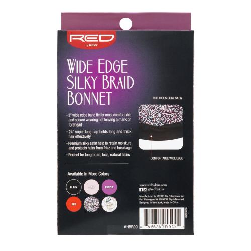 RED By Kiss - Luxury Satin Wide Edge Braid Bonnet (Leopard)