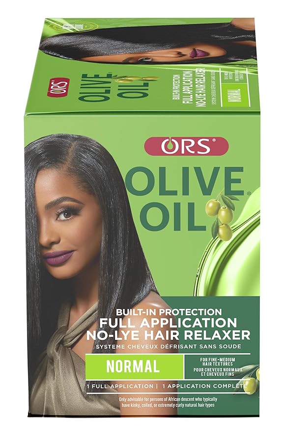 ORS Olive Oil No-Lye Hair Relaxer Kit Normal Strength: Smooth, Straight Hair with Built-in Protection