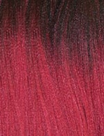 Lulutress 3X Goddess Box Braid hair swatch: a striking ombre blend from black to vibrant red.