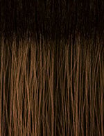 Close-up of V-PART WIG V-UNIT 8 hair texture, straight and ombre from dark brown to medium brown.