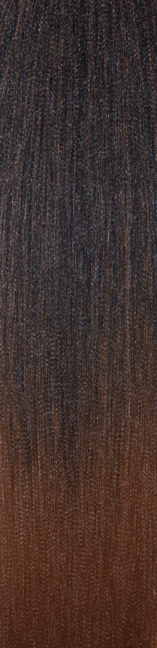 Close-up of Freetress Presto Curl 26" crochet braid, showing an ombre from dark brown to reddish-brown textured strands.