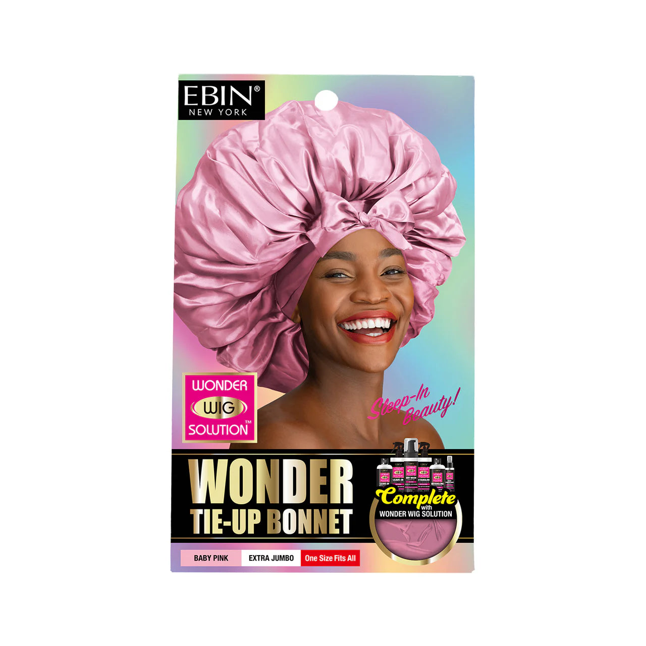 EBIN New York Wonder Tie-Up Bonnet - Extra Jumbo Baby Pink