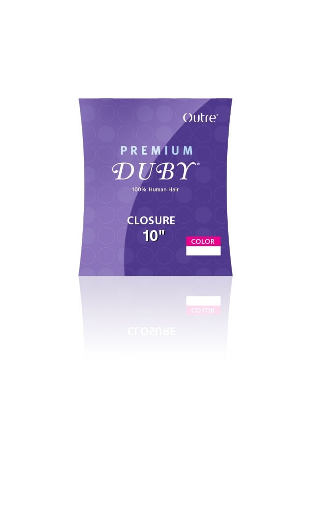 HH PREMIUM DUBY CLOSURE 10 product packaging, purple with "100% Human Hair" printed.