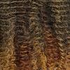 Texture close-up of X-PRESSION KINKY BOHO PASSION WATERWAVE hair featuring multi-toned brown and blonde curls.