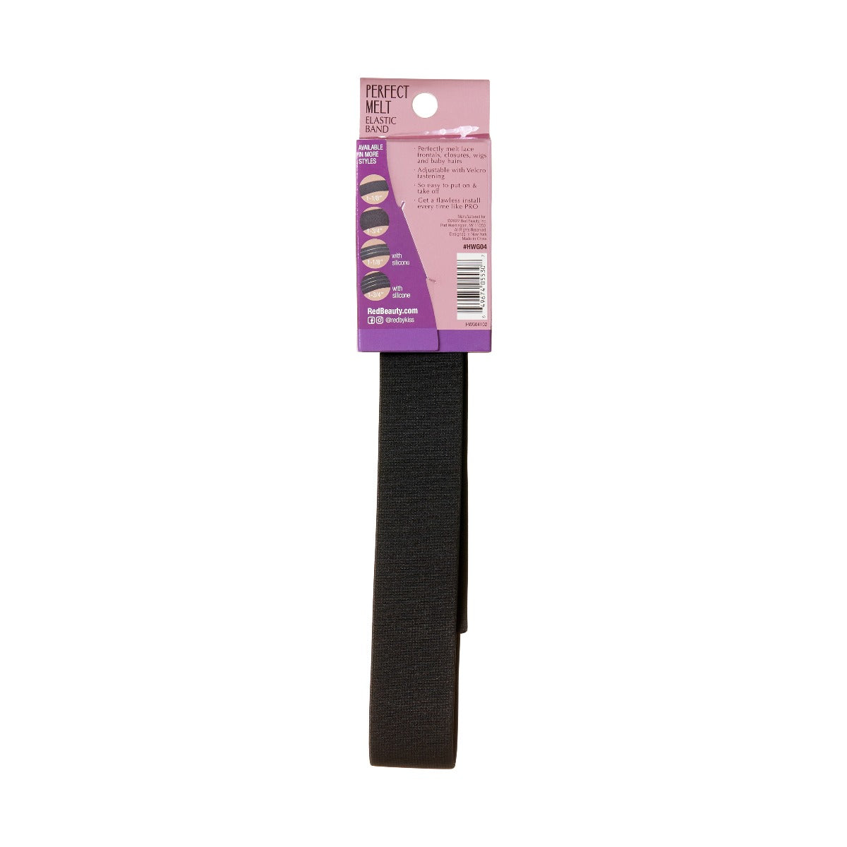 Red by Kiss Perfect Melt Elastic Wig Band - Black (1 1/8") product packaging. Shows the black textured elastic band.