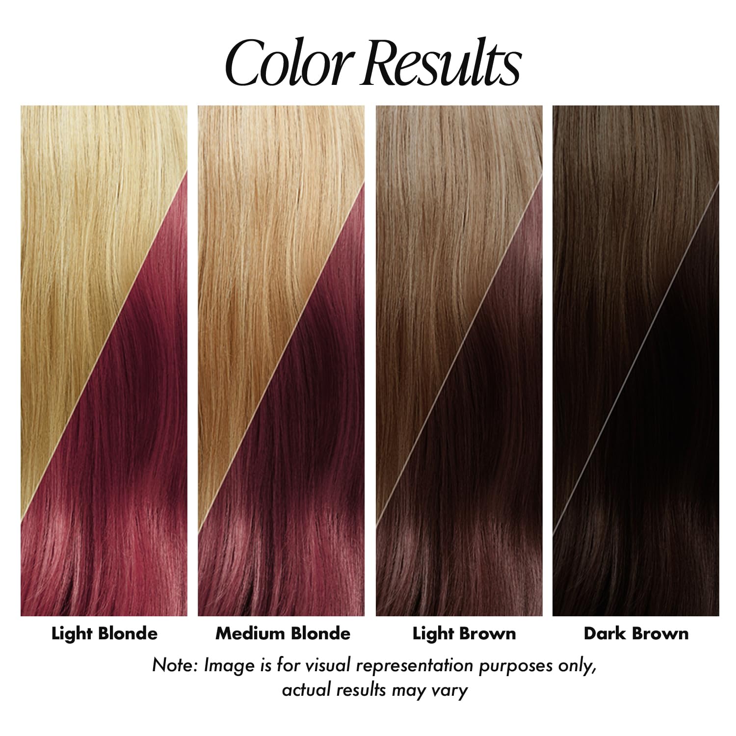 Creative Image Adore Intense Red color swatch: Dark brown hair shows a very deep, rich dark red result.