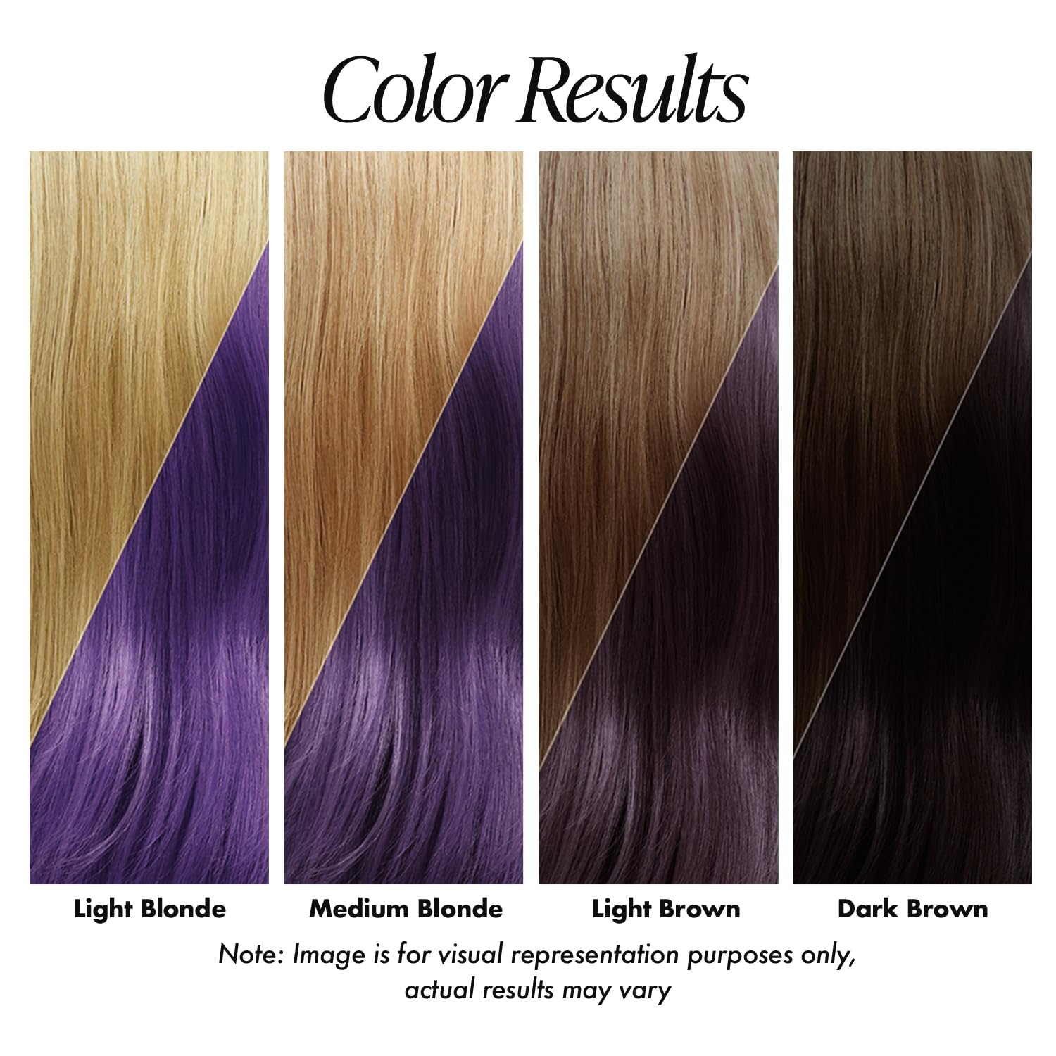 Color swatch showing Creative Image Adore African Violet on dark brown hair, resulting in a subtle, deep purple hue.
