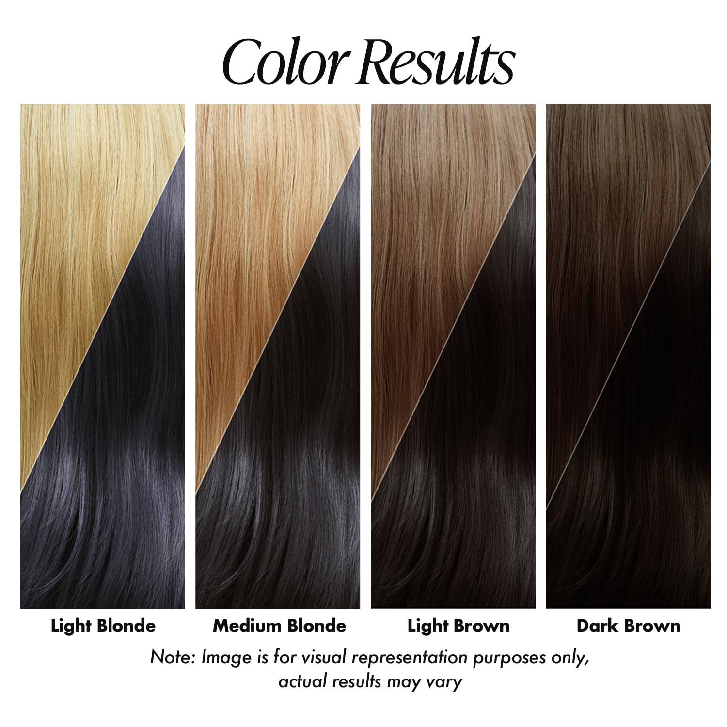 Color swatch showing Adore #130 Blue Black applied to dark brown hair, resulting in deep blue-black.