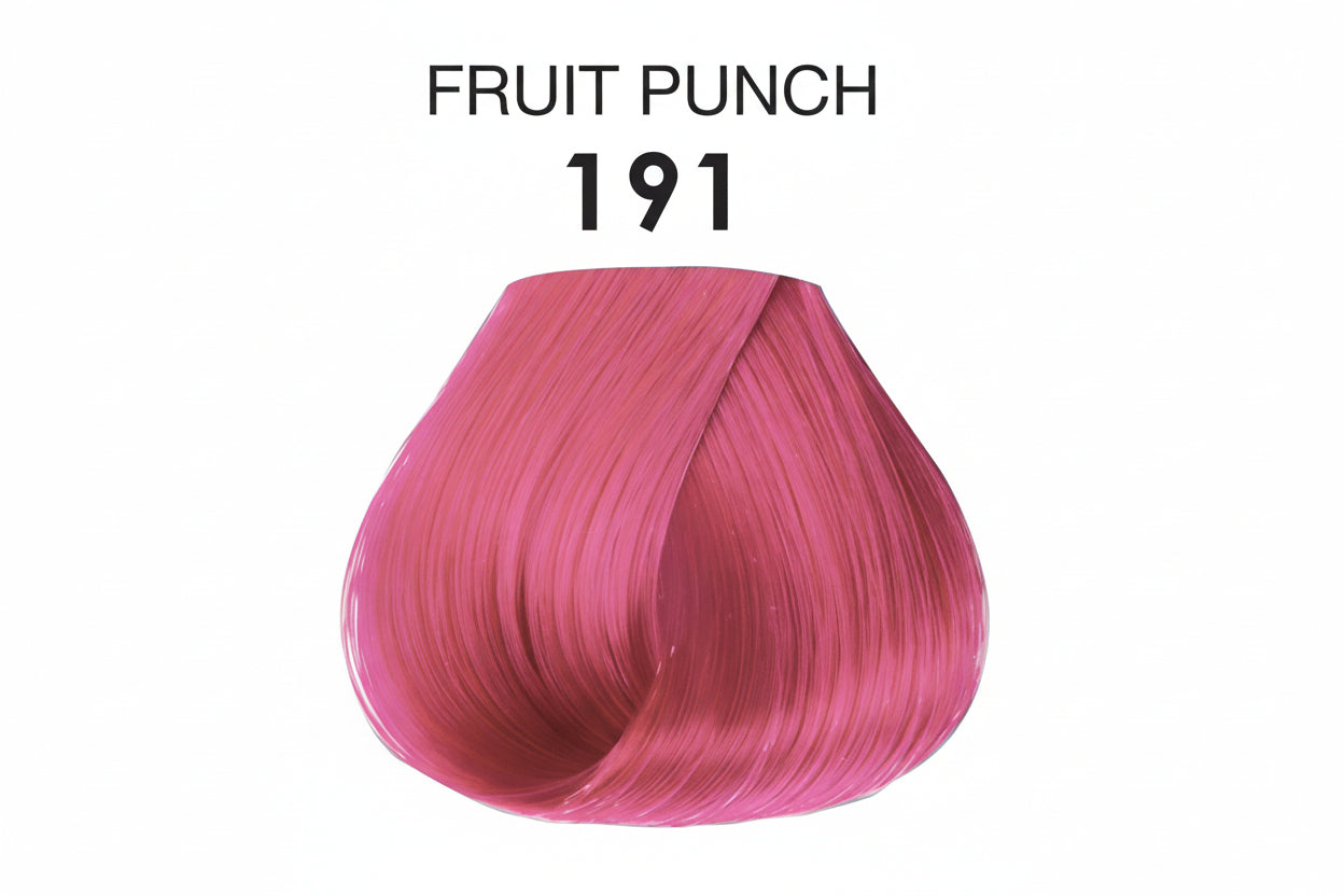 Creative Image Adore Semi-Permanent Hair Color #191 Fruit Punch color swatch, showing vibrant pink hair strands.