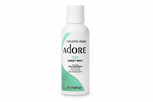 Creative Image Adore Semi-Permanent Hair Color in Sweet Mint packaging. A white bottle with a mint green label design.