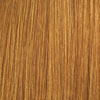 Close-up of X-PRESSION BRAID-PRE STRETCHED BRAID hair showing fine, smooth, warm golden brown strands.