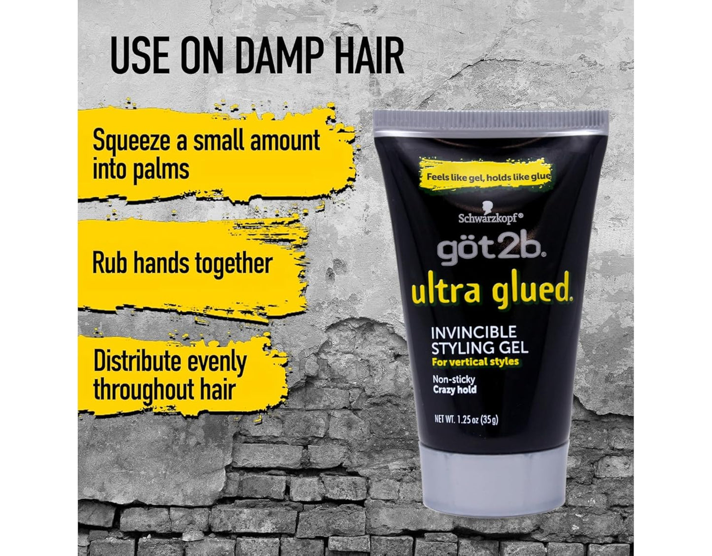 Got2b Glued Spiking Glue, 1.25 oz Travel Size - Water Resistant, Screaming Hold for Wigs & Edges