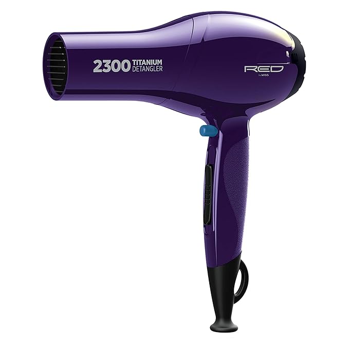 RED by Kiss Titanium 2300 Detangler Hair Dryer – Double Comb Layer Technology, 4X Faster Straightening, High Heat Resistant, Better Heat Distribution, 3 Bonus Titanium Detangler Piks, All Hair Types