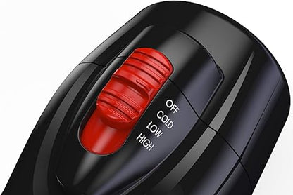 RED by Kiss Handle-Less 2200W Ceramic Tourmaline Hair Dryer, 3 Heat Settings, Pro Blow Dryer with Comb Attachment, Ionic for Frizz-Free Shine, Detangler & Straightening for 4C