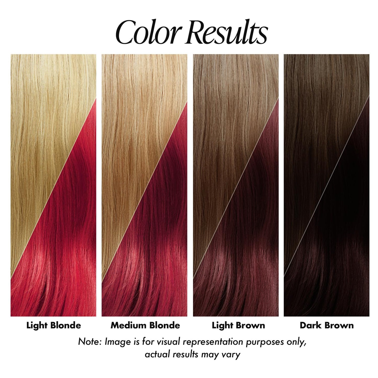 Creative Image Adore Crimson swatch: straight dark brown hair transformed into a very deep, dark crimson.