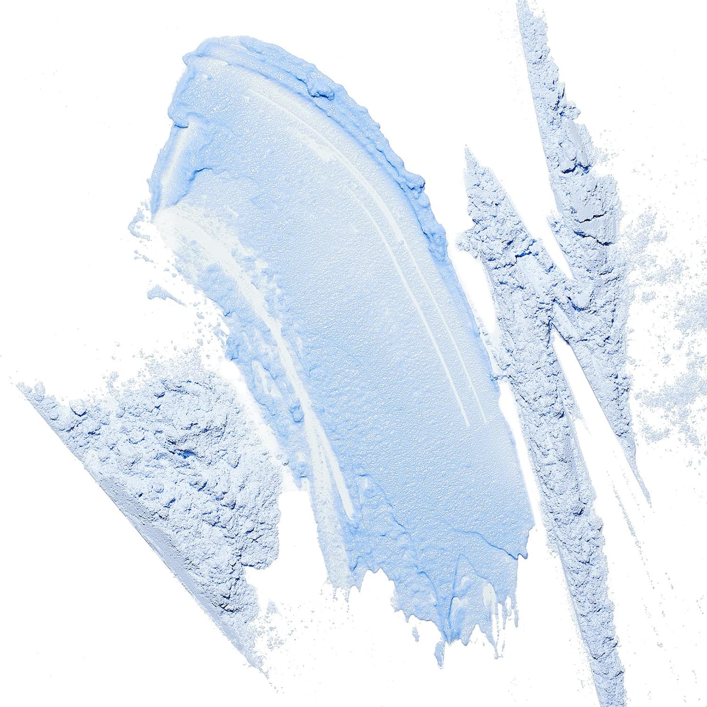 Close-up texture of L'Oreal Quick Blue Powder Bleach, showing light blue powder and a creamy swatch.
