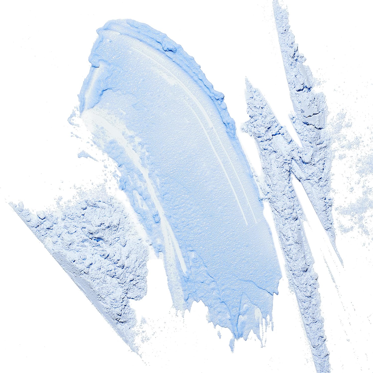 Close-up texture of L'Oreal Quick Blue Powder Bleach, showing light blue powder and a creamy swatch.