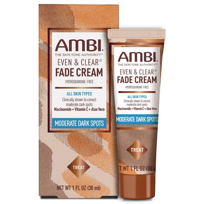 Ambi Even & Clear Fade Cream - 1 oz | Hydroquinone-Free Dark Spot Corrector with Niacinamide & Vitamin C