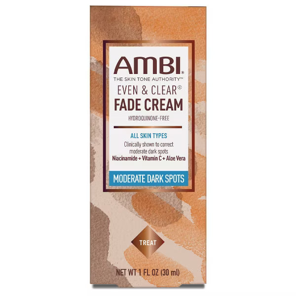 Ambi Even & Clear Fade Cream - 1 oz | Hydroquinone-Free Dark Spot Corrector with Niacinamide & Vitamin C