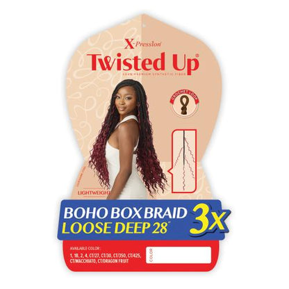 X-PRESSION - TWISTED UP - CROCHET BOHO BOX BRAID LOOSE DEEP 28 3X