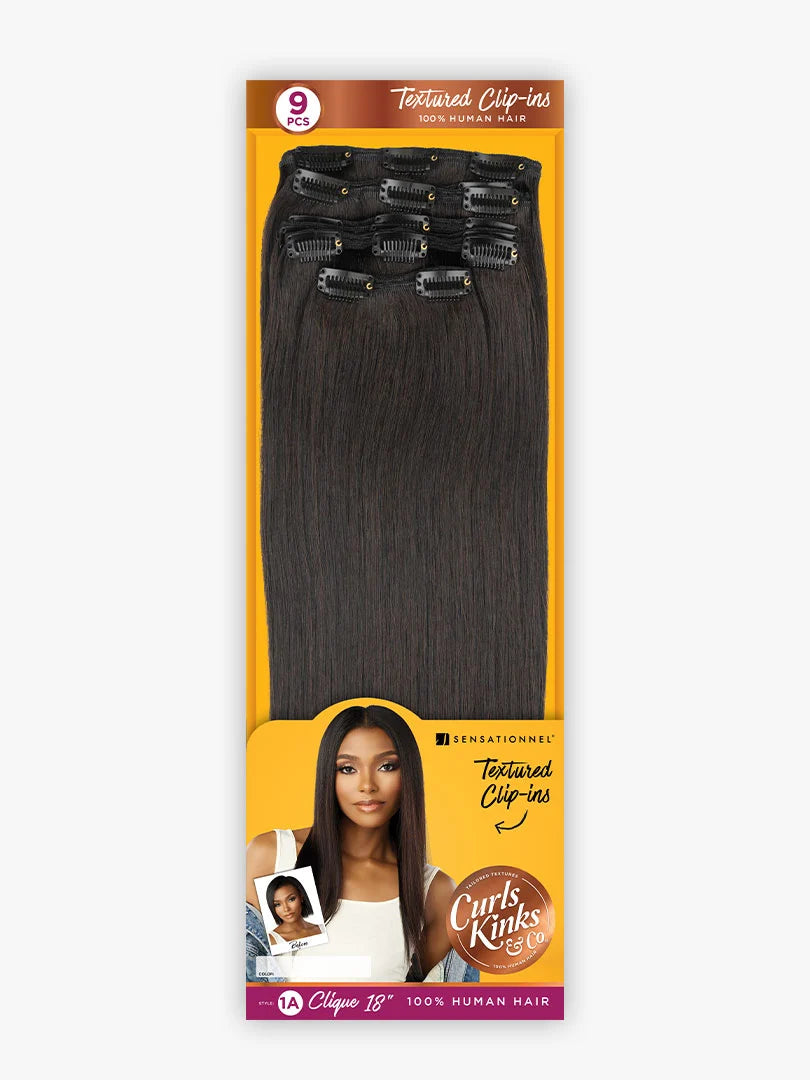 Curls Kinks & Co 1A Clique Human Hair Clip-Ins 18 Inch | 2 Colors