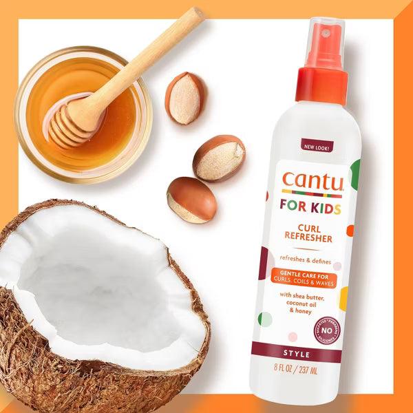 Cantu Care for Kids Curl Refresher - 8 oz | Sulfate-Free Detangling Spray with Shea Butter, Coconut Oil & Honey for Textured Hair
