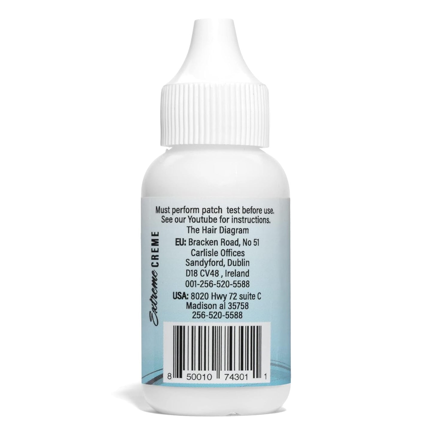 White dropper bottle of Bold Hold Extreme Creme Lace Adhesive Glue. It features a light blue label with "Extreme Creme" an...