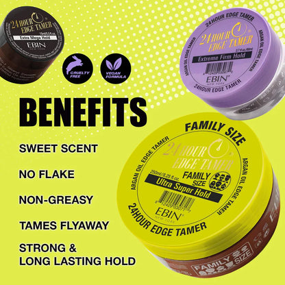 Ebin 24 Hour Edge Tamer  for EXTREME FIRM Hold (2.7 oz) - Flake-Free