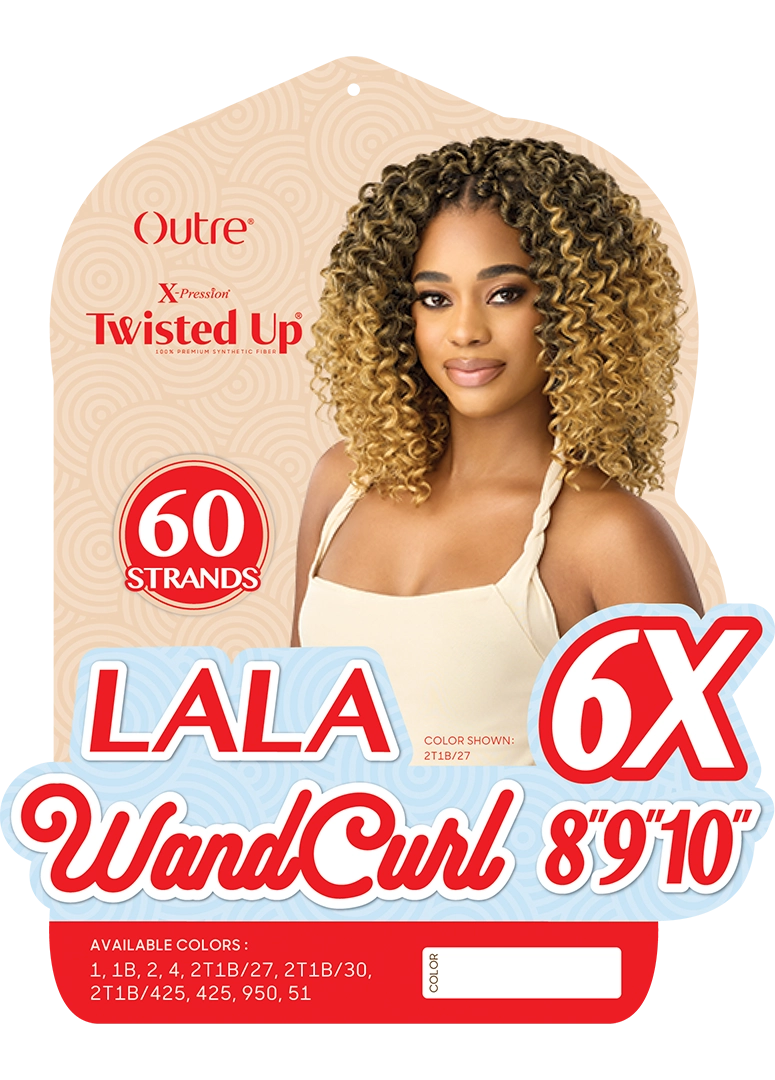 X-pression Twisted Up Lala Wandcurl Crochet Hair 8/9/10 6X | 10 Colors