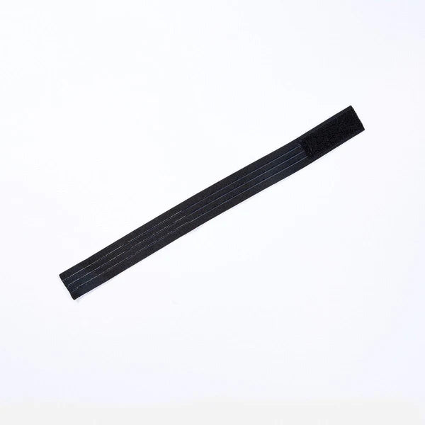 Red by Kiss Perfect Melt Wide Black silicone elastic wigband shown angled with velcro closure on white.