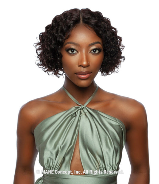 Trill Lace Front Wig 100% Unprocessed Human Hair TR204 ROTATE PART WATER CURL 10"