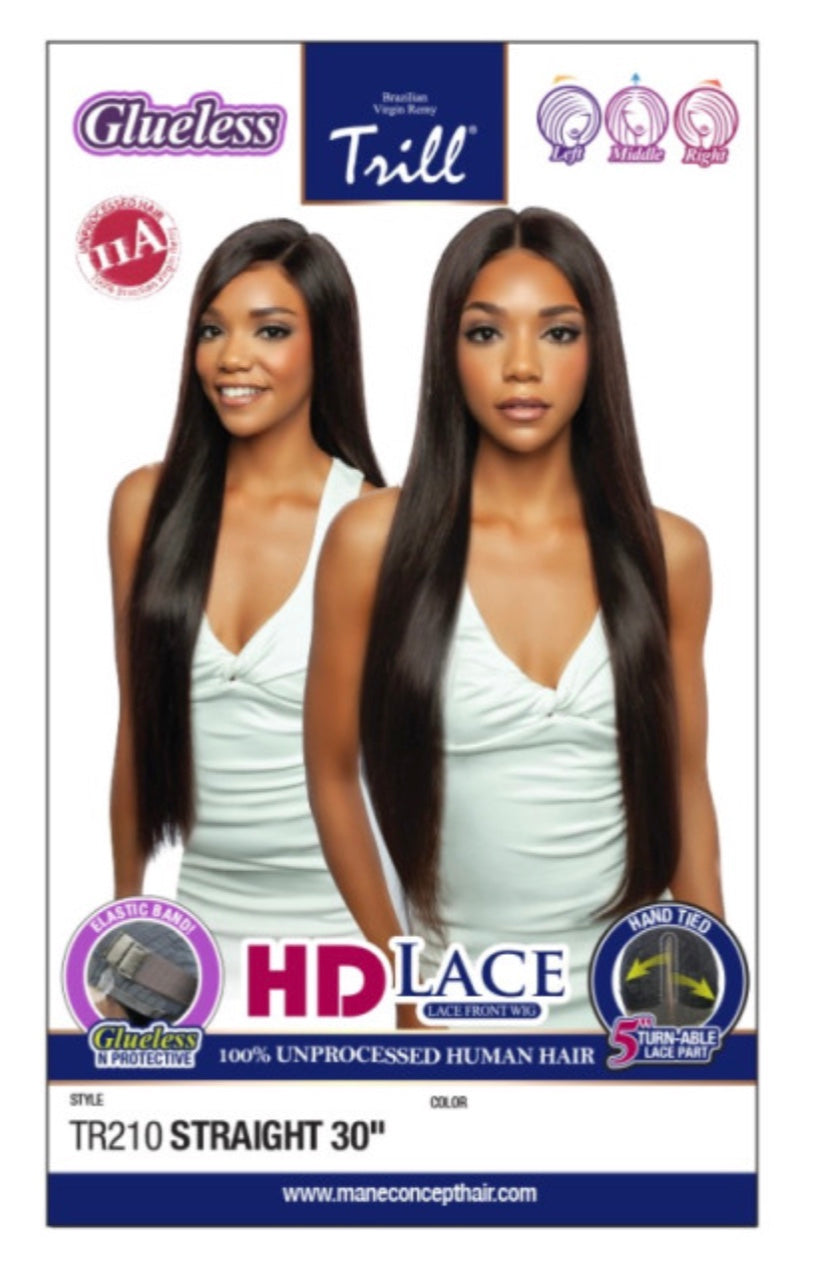Trill Lace Front Wig 100% Unprocessed Human Hair (TR210) 11A Rotate Part STRAIGHT 30"