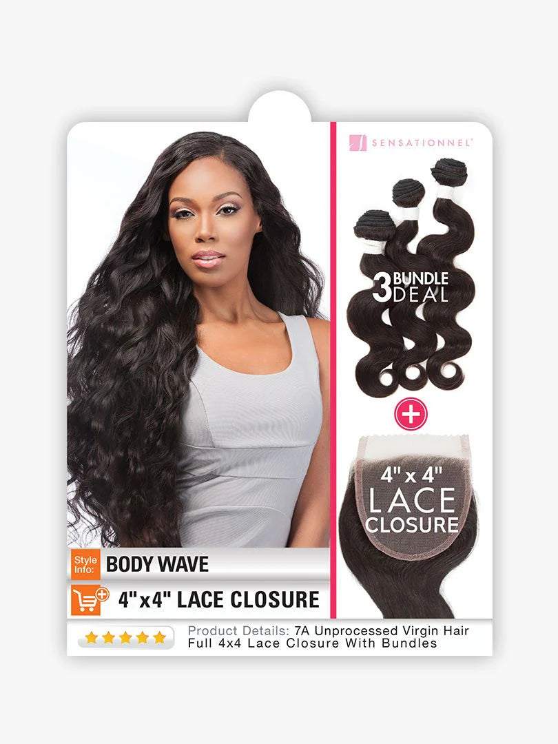 HH BODY WAVE 12,14,16-(B&N 4X4 LACE CLOSURE+BUNDLE DEAL)