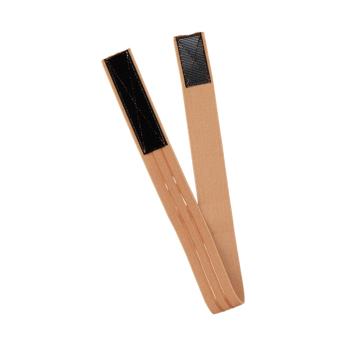 Red by Kiss Perfect Melt Elastic Wigband, dark beige. It has black hook-and-loop ends and clear gripping strips.