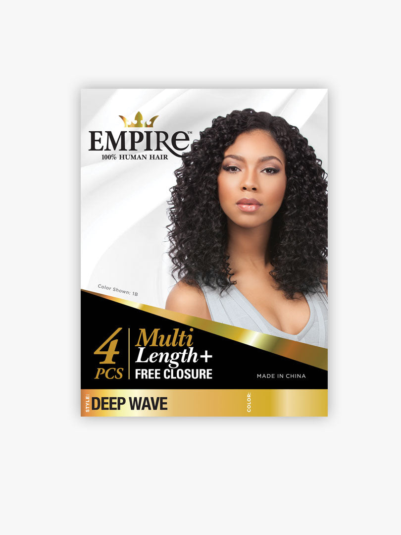 Empire Multi Pack Deep Wave Human Hair Weave + Free Closure
