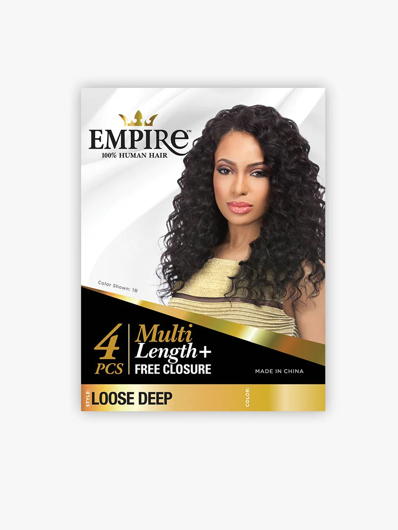 Empire Multi Loose Deep Human Hair Weave + Free Closure