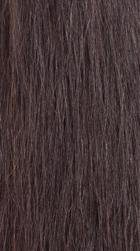 GLOSSY SPIRAL ROLL texture close-up showing straight, dark brown hair with varying subtle tones.