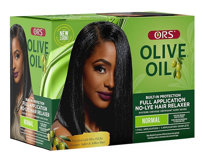 ORS Olive Oil No-Lye Hair Relaxer Kit Normal Strength: Smooth, Straight Hair with Built-in Protection