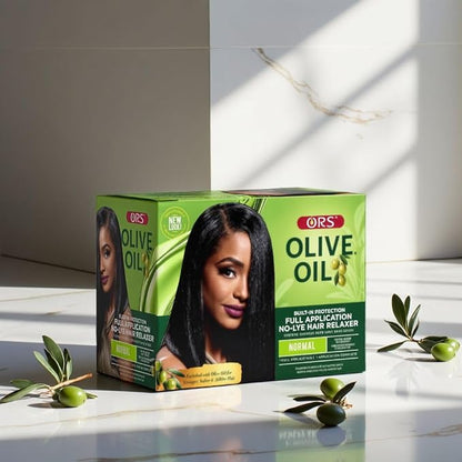 ORS Olive Oil No-Lye Hair Relaxer Kit Normal Strength: Smooth, Straight Hair with Built-in Protection
