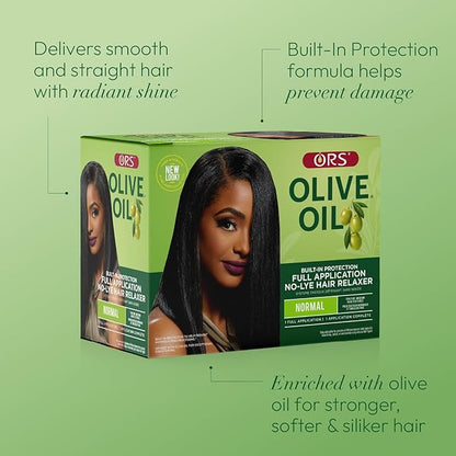 ORS Olive Oil No-Lye Hair Relaxer Kit Normal Strength: Smooth, Straight Hair with Built-in Protection