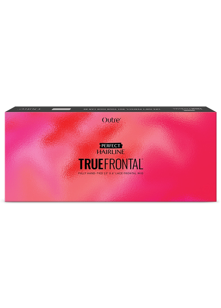 Packaging for Perfect Hairline Lace Front Wig. A vibrant, textured fuchsia box with the product name in white text.