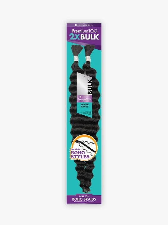 PremToo Bulk Weaving – 2X Deep Human Hair Blend for Boho, Knotless Box or Curly Loose Wave Styles