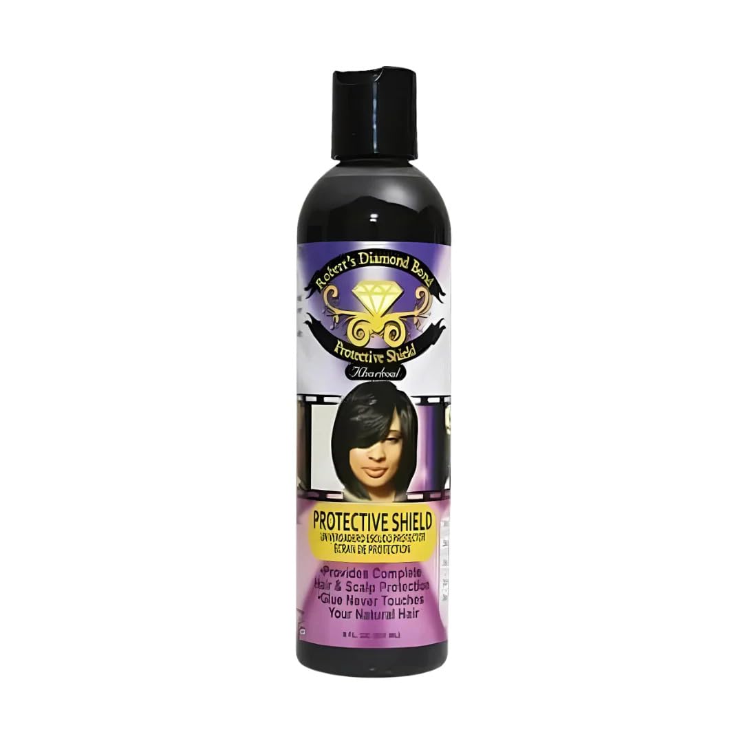 Roberts Diamond Protective Shield, Kharkoal 8 oz. Dark bottle with purple label, featuring a woman with short, dark, layer...
