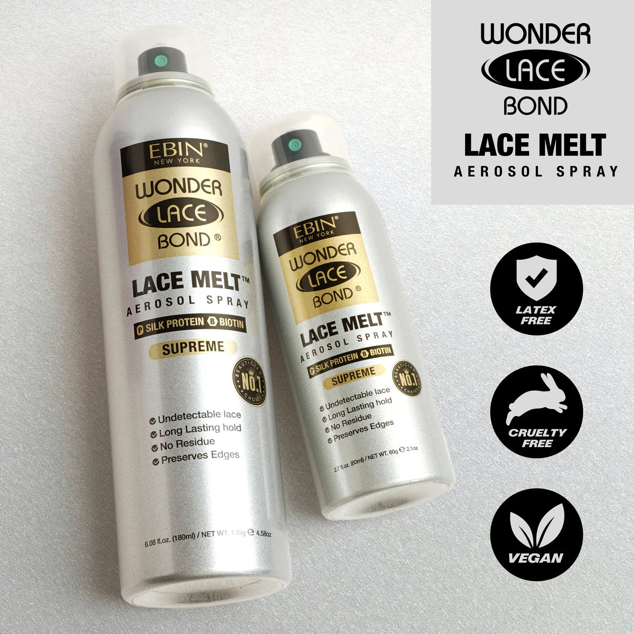 EBIN NEW YORK Wonder Lace Bond Lace Melt Aerosol Spray 2.7oz/80ml - Silk Protein + Biotin