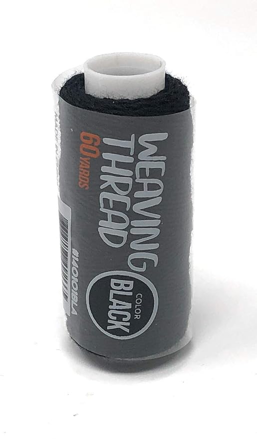 Spool of black Jumbo Weaving Thread for hair extension sewing, labeled 60 yards, color black.