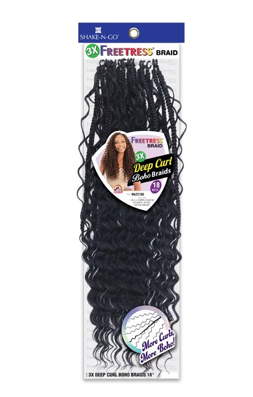 FB 3X DEEP CURL CROCHET BOHO BRAIDS 18"