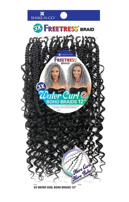 FB 3X WATER CURL CROCHET BOHO BRAIDS 12"