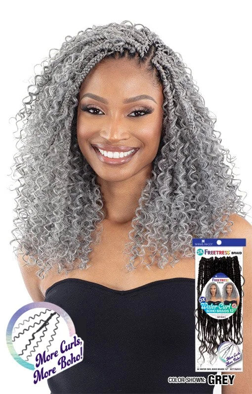 FB 3X WATER CURL CROCHET BOHO BRAIDS 12"