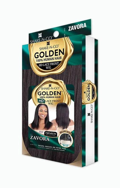 SNG Shake-N-Go WQ ZAVORA Golden Human Hair HD Lace Wig - Back View